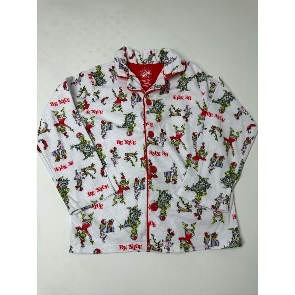 The Grinch Boy's Flannel 'Be Nice' Holiday  Pajama Top Size XS (4-5)